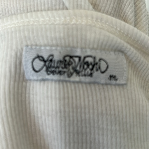 Lauren Moshi Floral Skull Ribbed White Long Sleeve Tunic - Picture 7 of 9